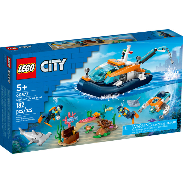Конструктор LEGO City Исследовательская водолазная лодка , 182 детали, 60377 конструктор lego city исследовательская водолазная лодка 182 детали 60377