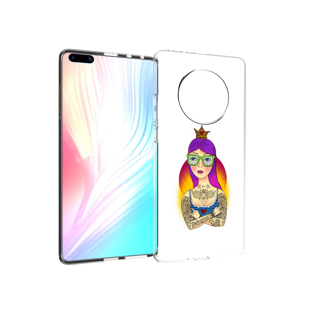 Чехол MyPads Tocco для Huawei Mate 40 Pro девушка в татуировках с короной