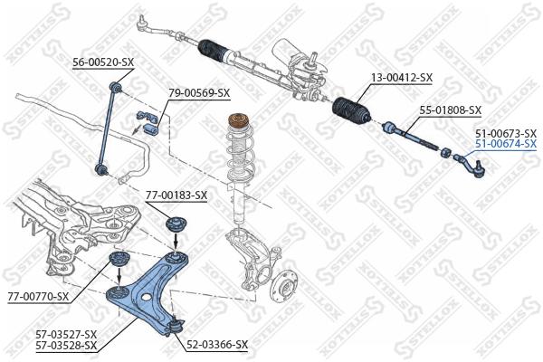 

51-00674-Sx Наконечник Рулевой Правый Citroen С2/C3 All 02>