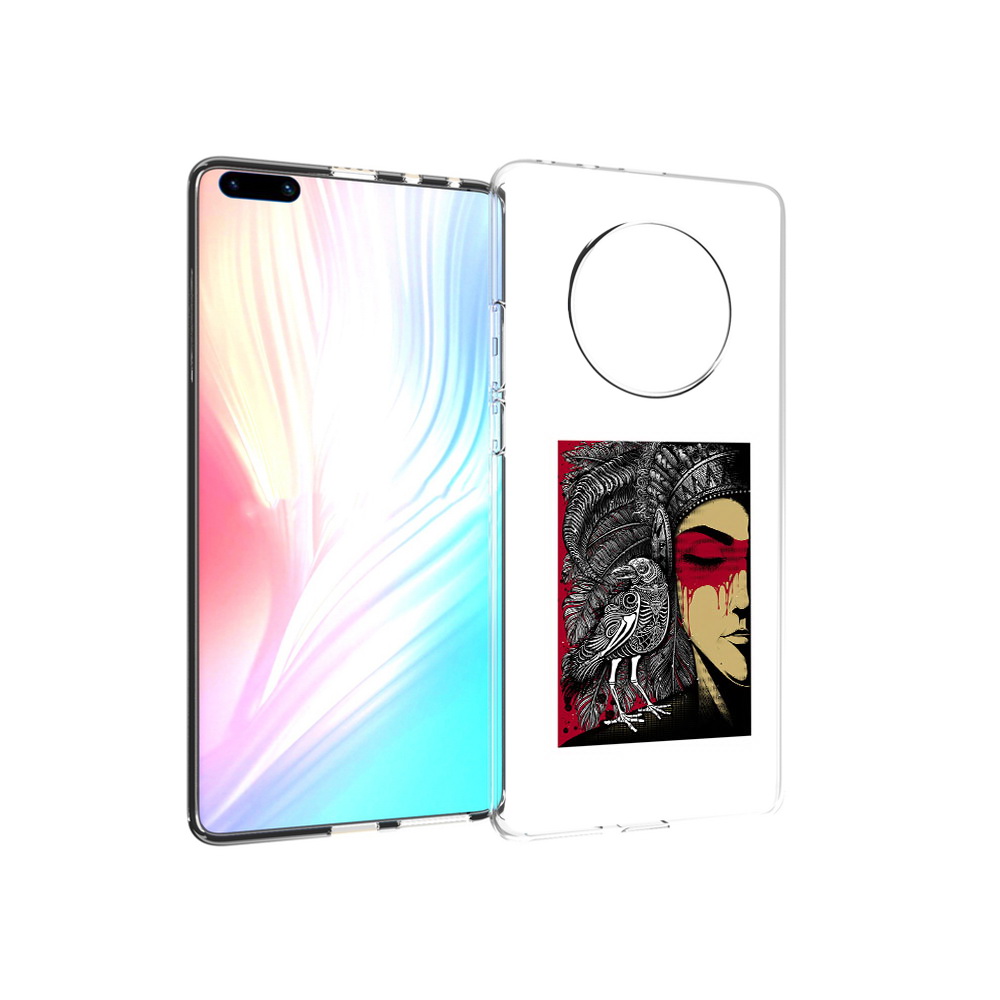 

Чехол MyPads Tocco для Huawei Mate 40 Pro девушка с вороном в абстракции, Прозрачный, Tocco