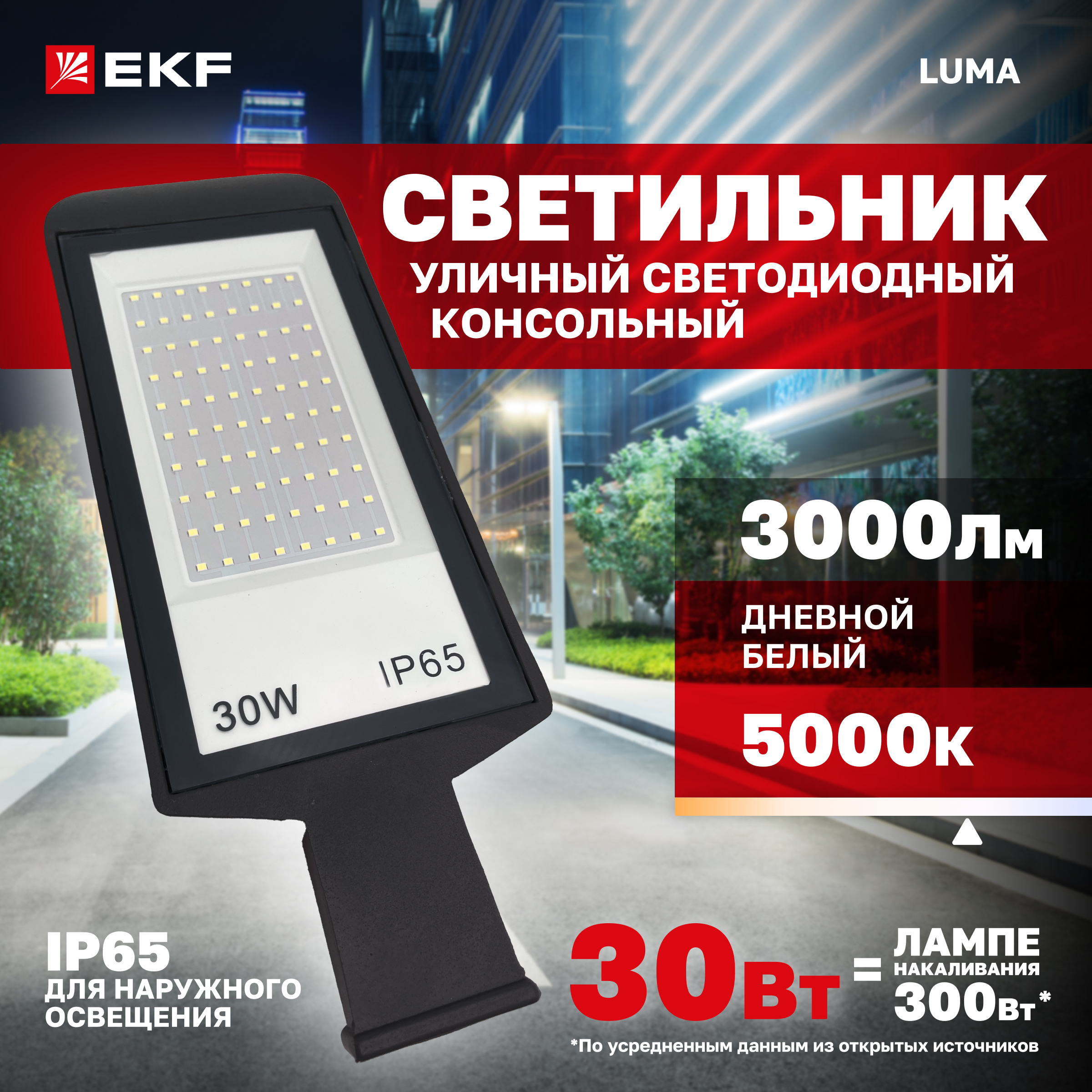 

Светильник светодиодный консольный EKF PROxima ДКУ-8001-Д 30Вт 5000К IP65