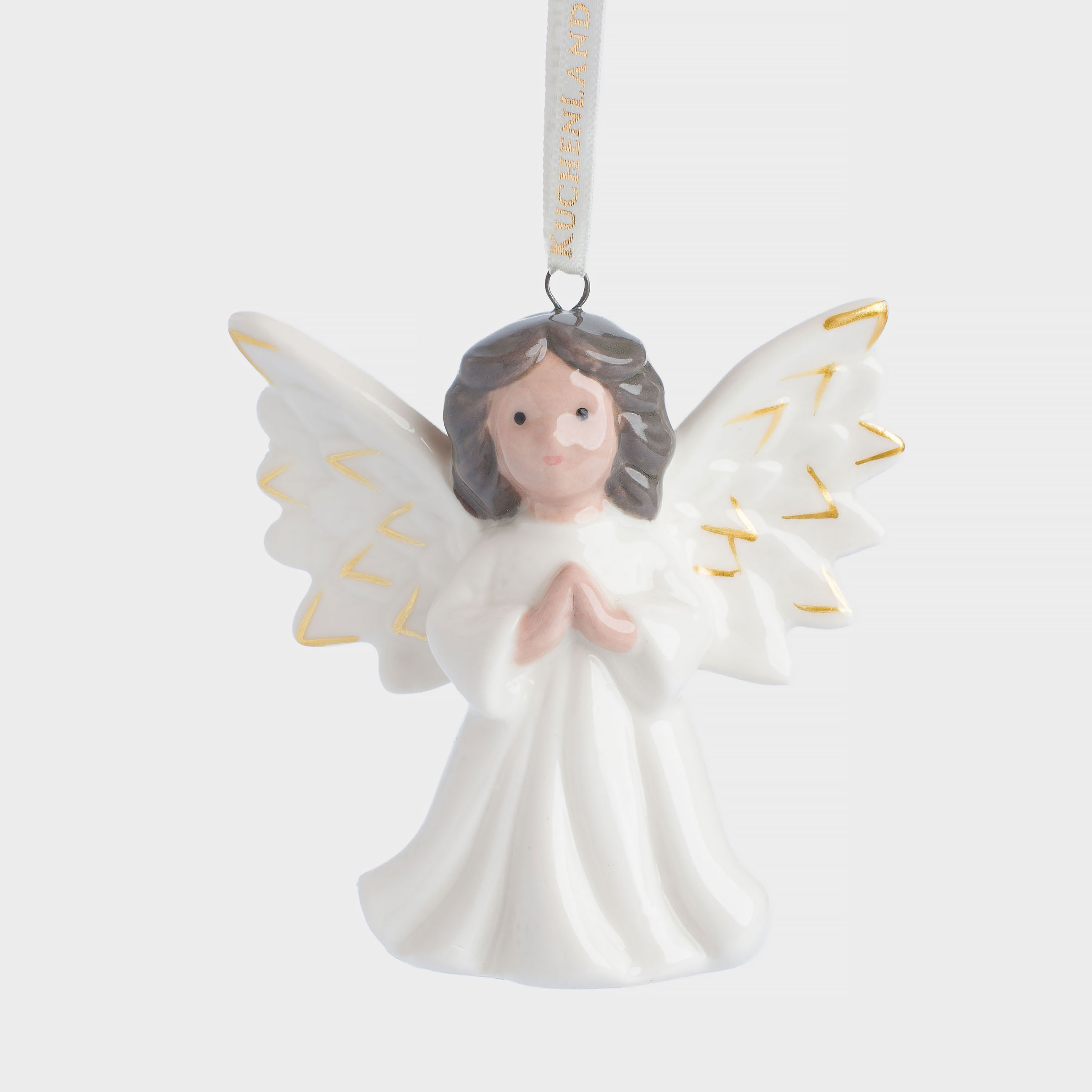 

Игрушка елочная, 8 см, фарфор P, бело-золотистая, Ангел, Angel figurine, Белый