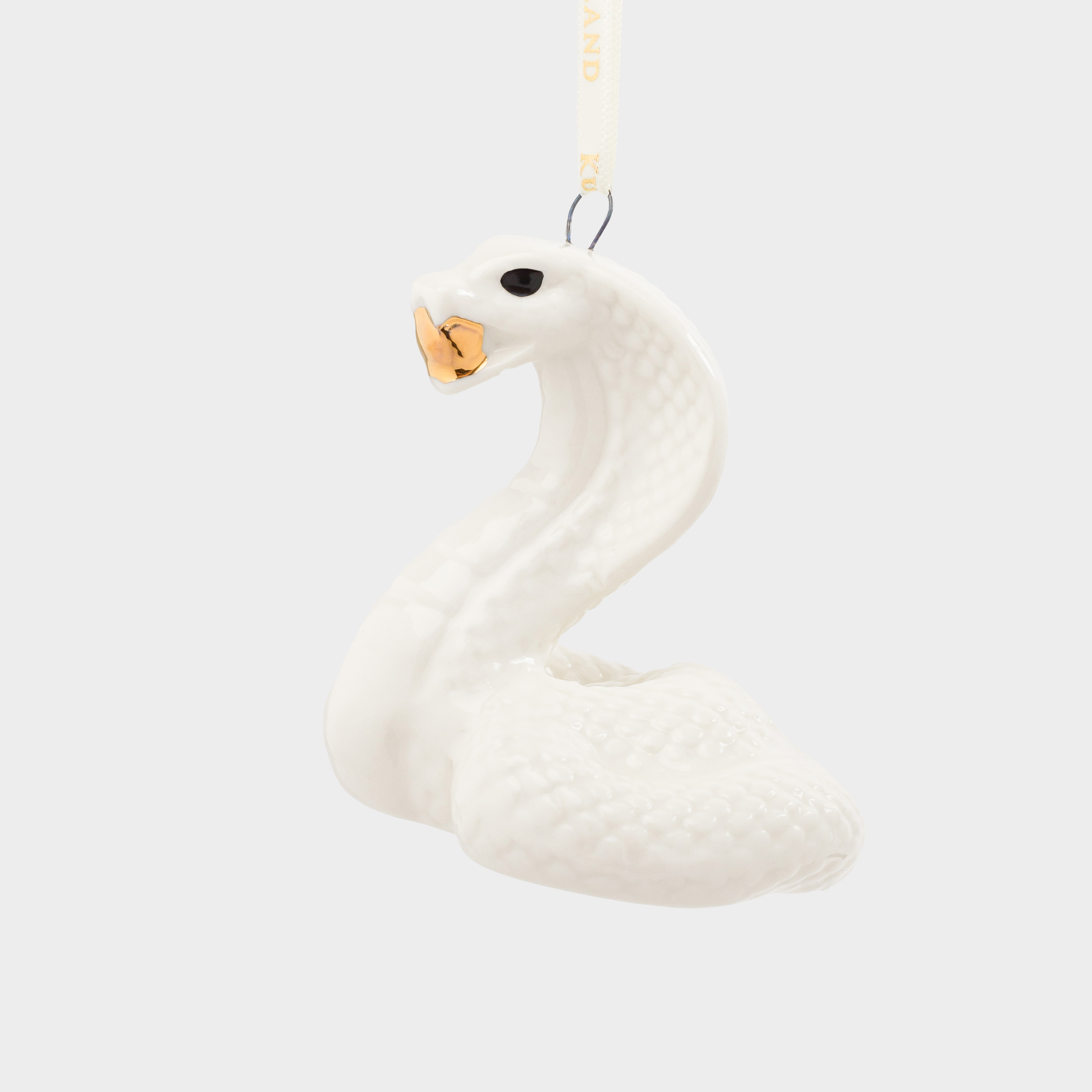 Игрушка елочная, 7 см, фарфор P, молочная, Змея с шаром, Figure snake