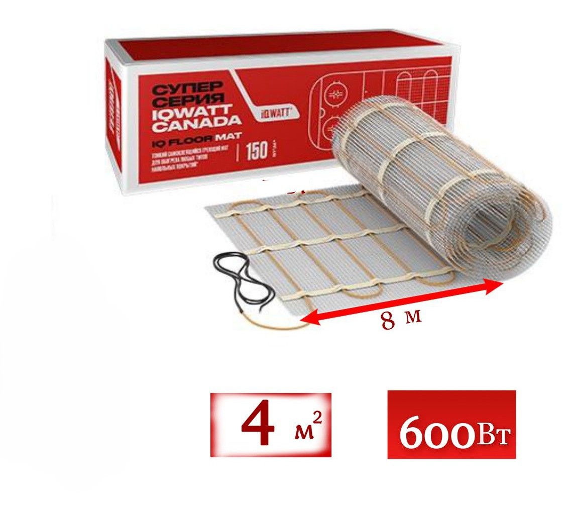 

Нагревательный мат IQ FLOOR MAT 4 кв м и терморегулятор, 0812557001085