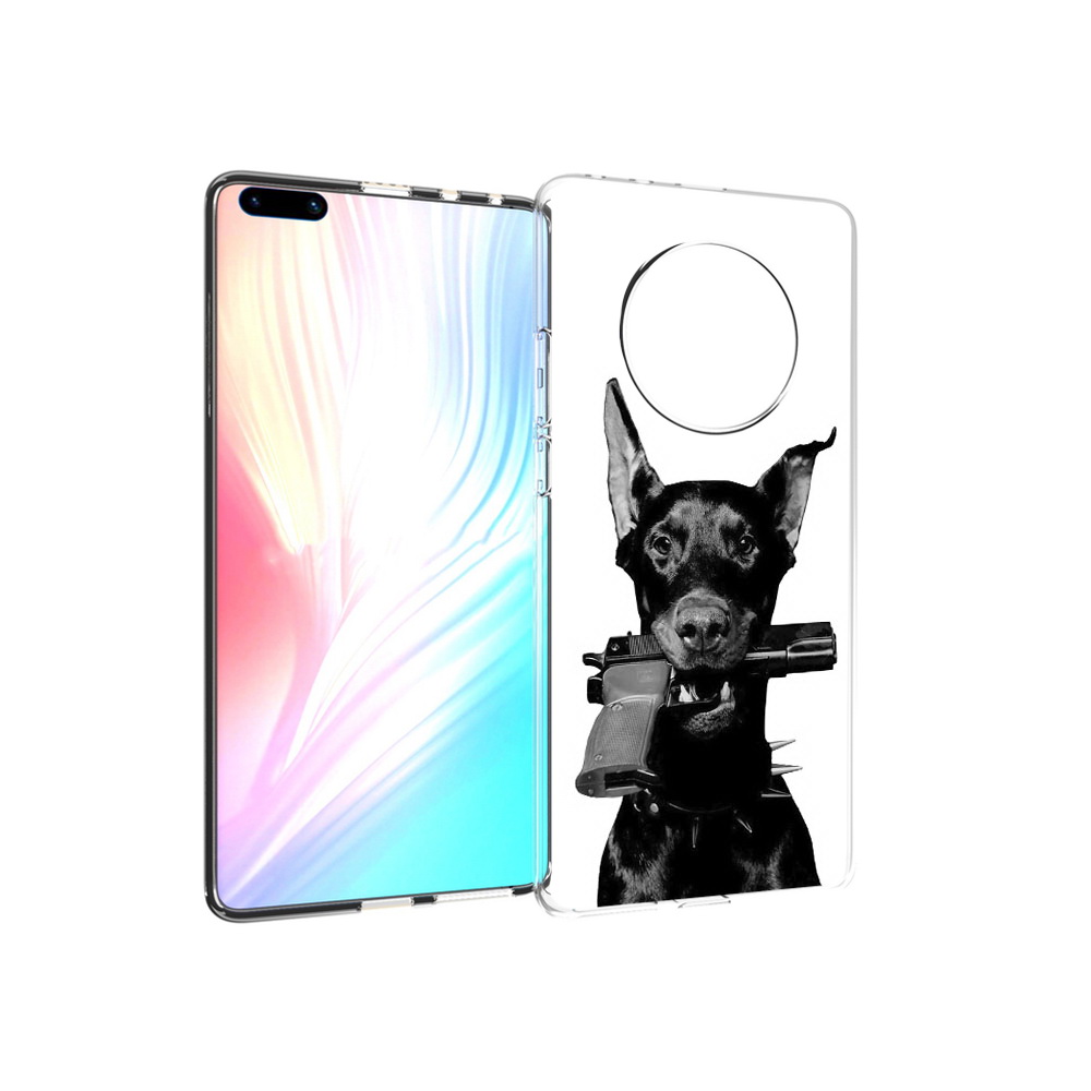

Чехол MyPads Tocco для Huawei Mate 40 Pro доберман с пистолетом, Прозрачный, Tocco