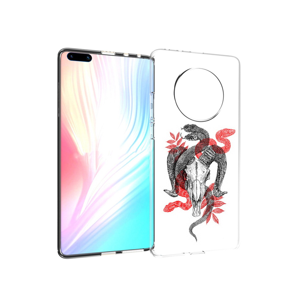

Чехол MyPads Tocco для Huawei Mate 40 Pro змея в черепе рисунок, Прозрачный, Tocco