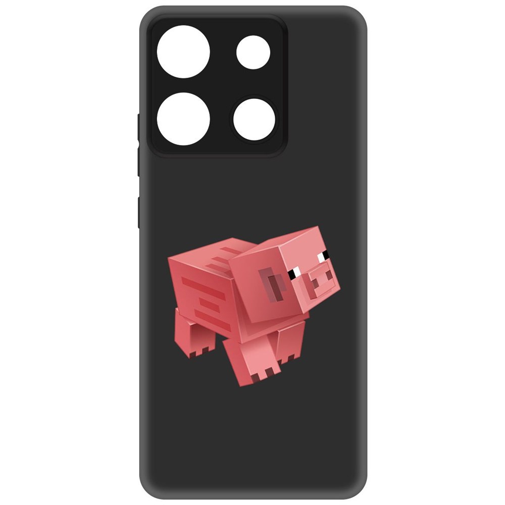 

Чехол-накладка Krutoff Soft Case Minecraft-Свинка для Infinix Smart 7 Plus черный