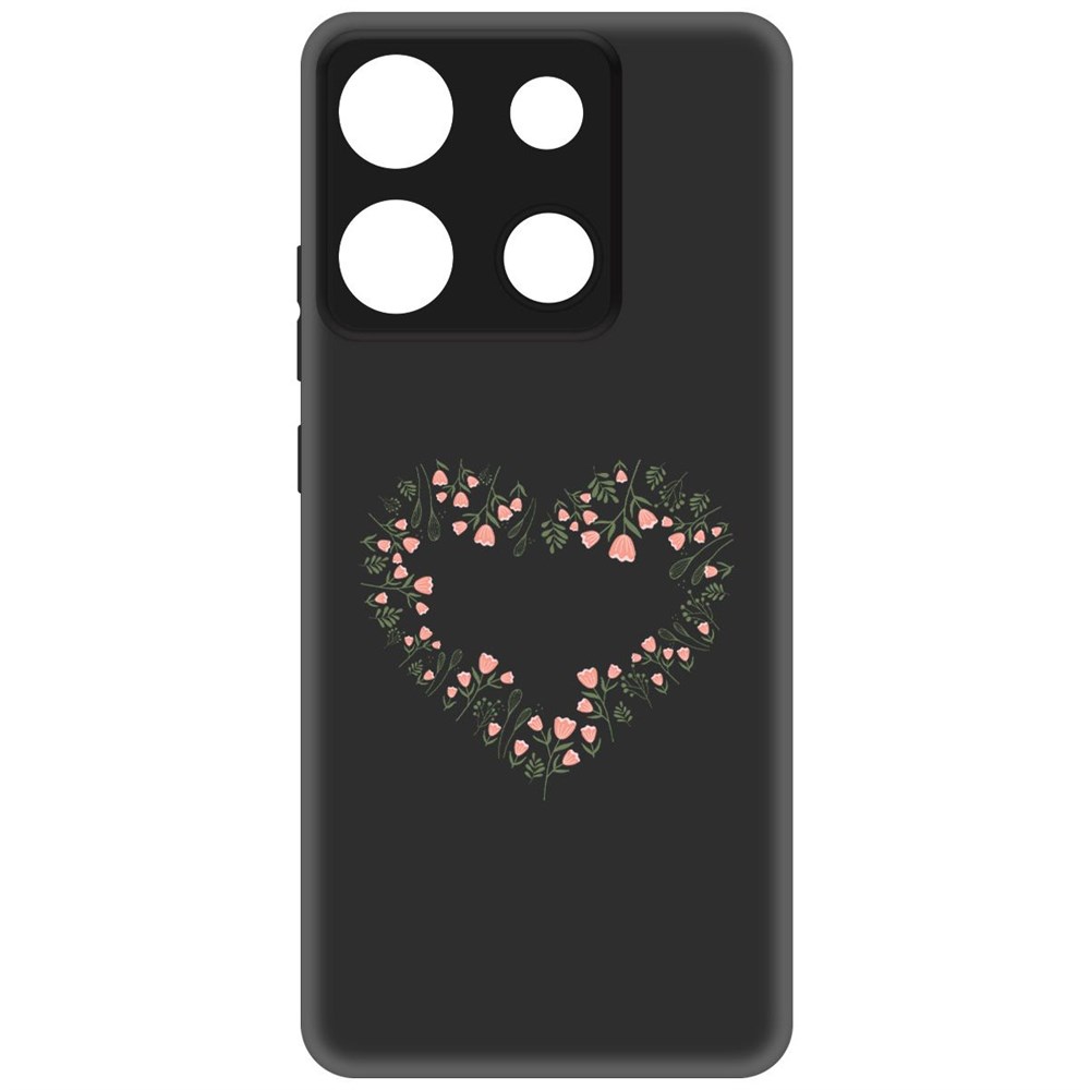 

Чехол-накладка Krutoff Soft Case Цветочное сердце для Infinix Smart 7 Plus черный