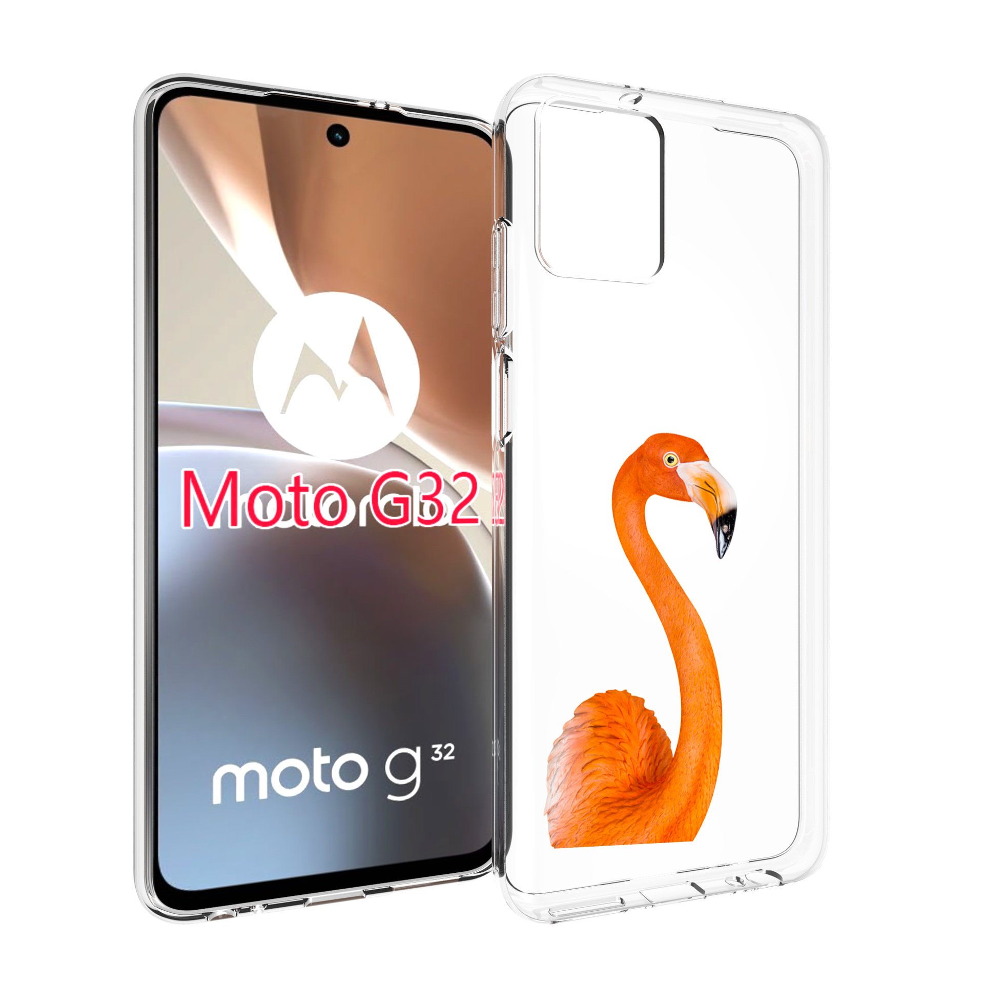 

Чехол MyPads оранжевый-фламинго для Motorola Moto G32, Прозрачный, Tocco