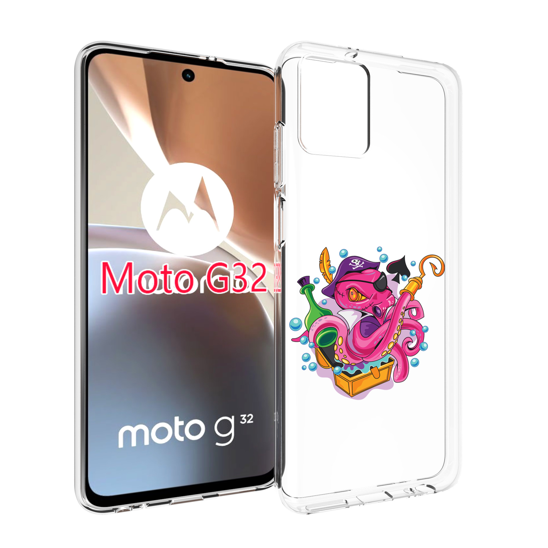 

Чехол MyPads осьминог пират детский для Motorola Moto G32, Прозрачный, Tocco