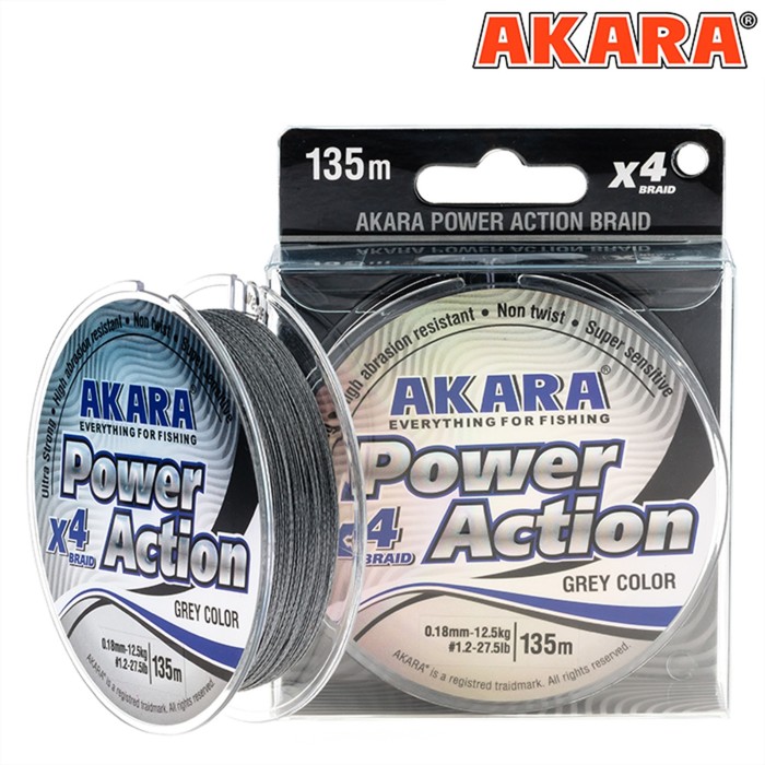 

Шнур Akara Power Action X-4, цвет Grey, d=0,14, 135 м., Серый