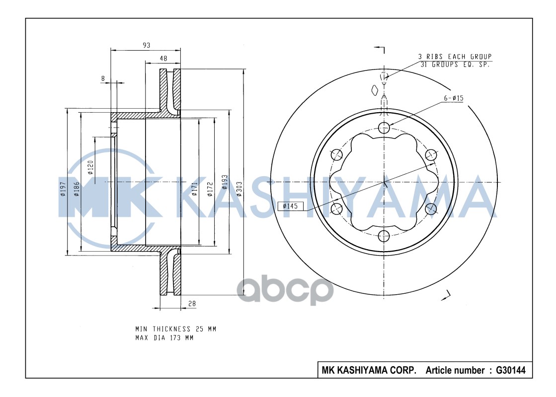 

Диск тормозной задний MERCEDES SPRINTER 06/VW CRAFTER (3/3.5/5t) 06 G30144