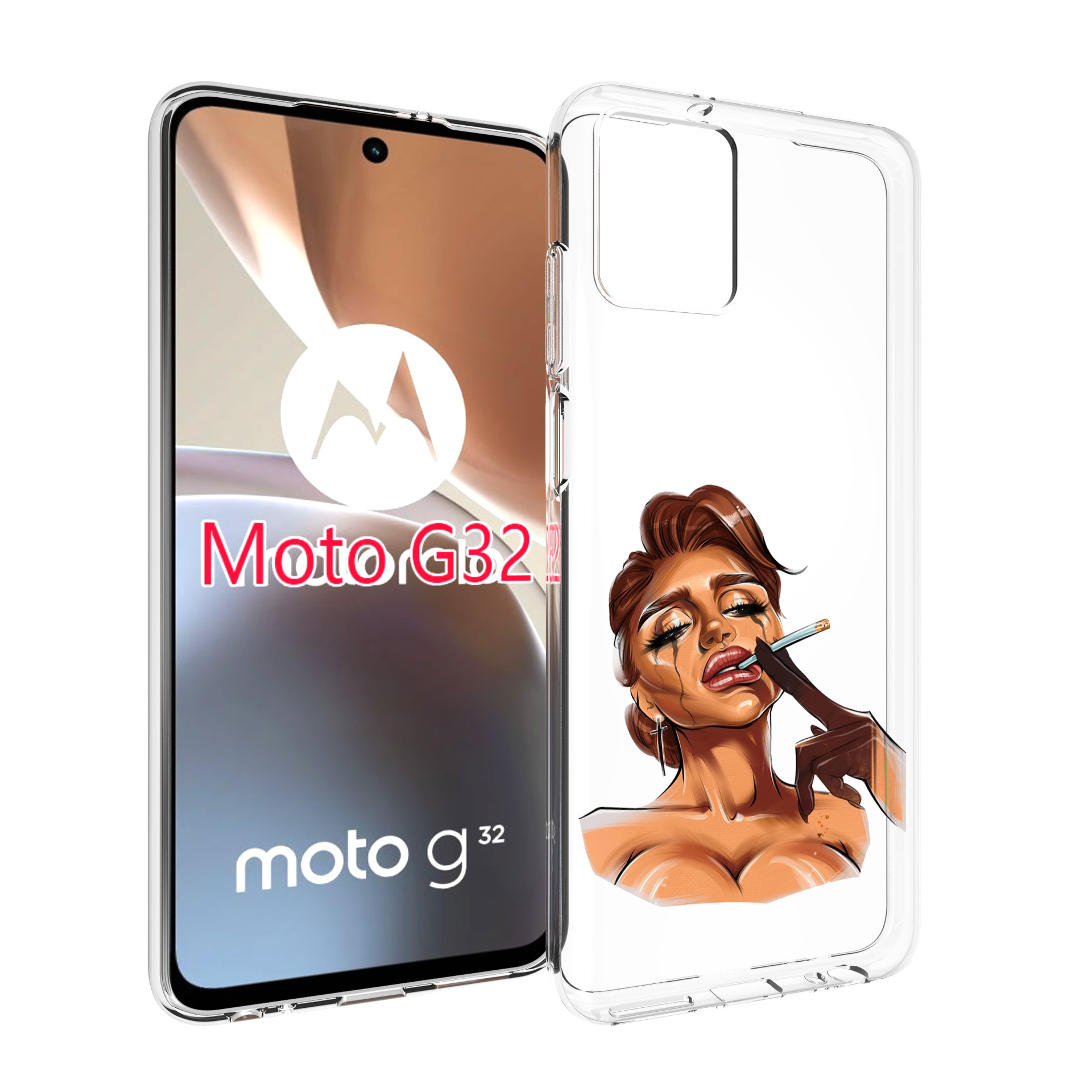 

Чехол MyPads плачущая-девушка-с-сигаретой женский для Motorola Moto G32, Прозрачный, Tocco