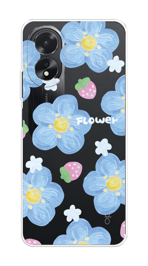 

Чехол на Oppo A38/A18 "Цветы и клубники", Прозрачный;голубой;белый, 2515350-1
