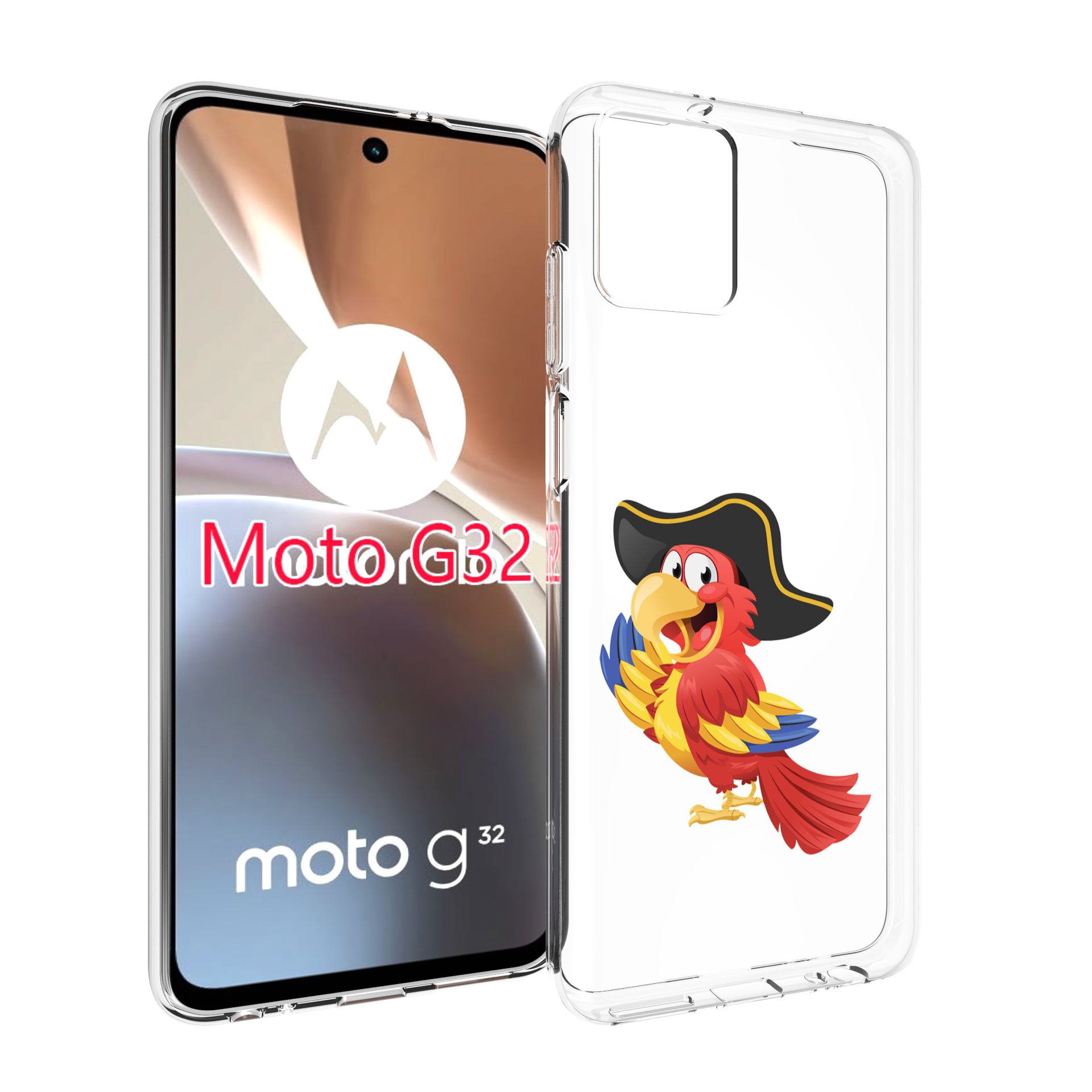 

Чехол MyPads попугай-пират для Motorola Moto G32, Прозрачный, Tocco