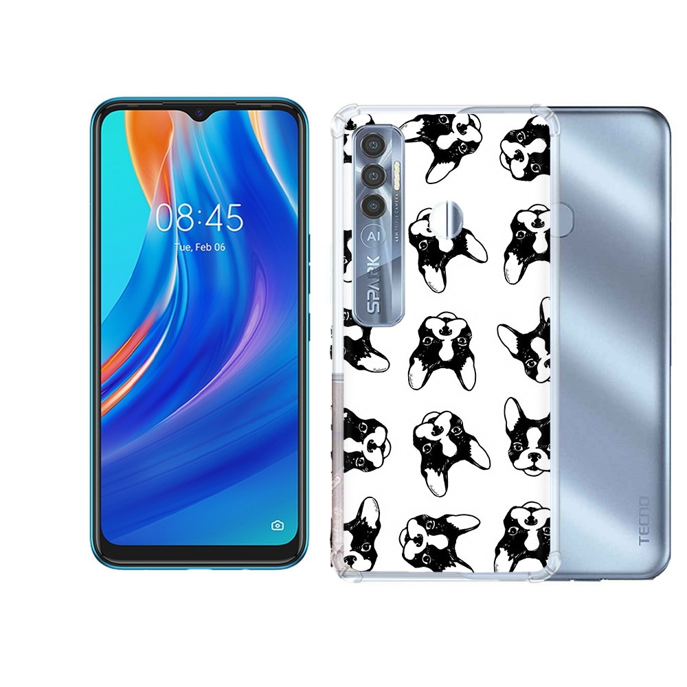 

Чехол MyPads Tocco для Tecno Spark 7 Pro черно белые собачки, Прозрачный, Tocco