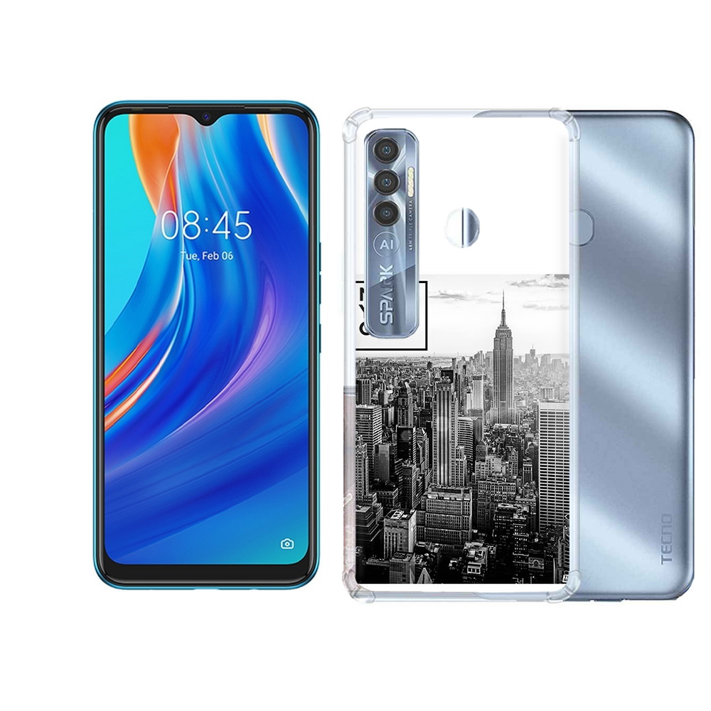 

Чехол MyPads Tocco для Tecno Spark 7 Pro черно белый ньюерк, Прозрачный, Tocco