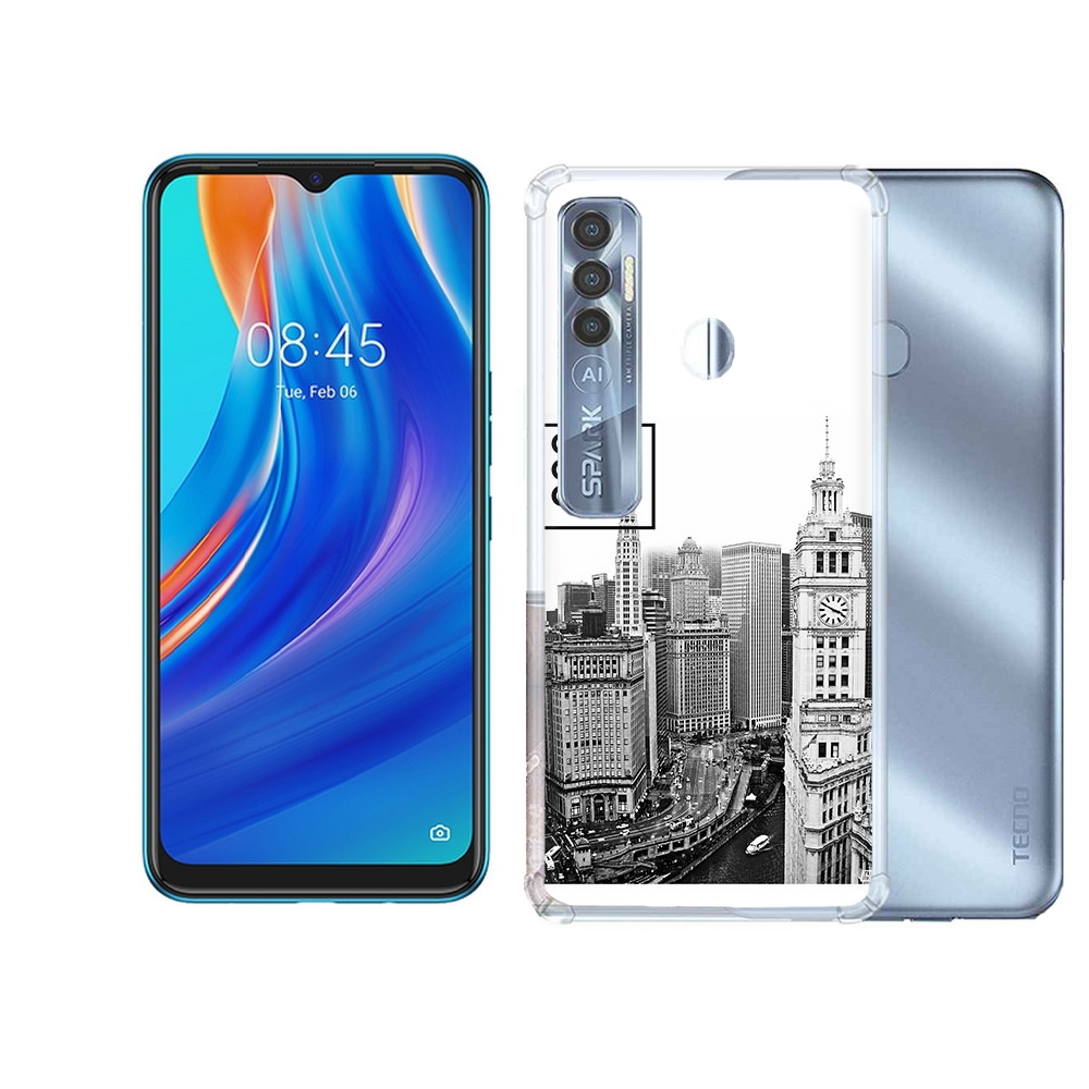 

Чехол MyPads Tocco для Tecno Spark 7 Pro черно белый чикаго, Прозрачный, Tocco