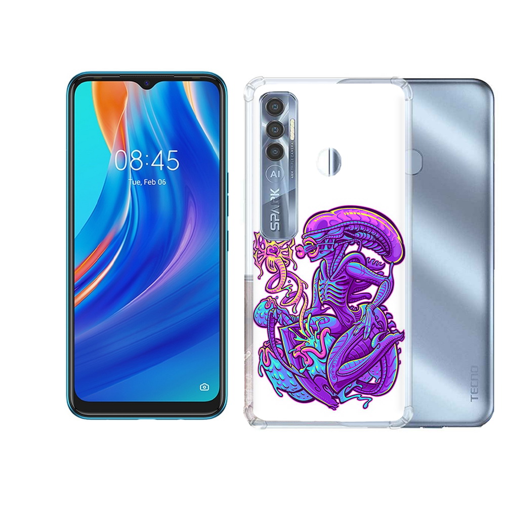 

Чехол MyPads Tocco для Tecno Spark 7 Pro чужой фиолетовый цвет, Прозрачный, Tocco