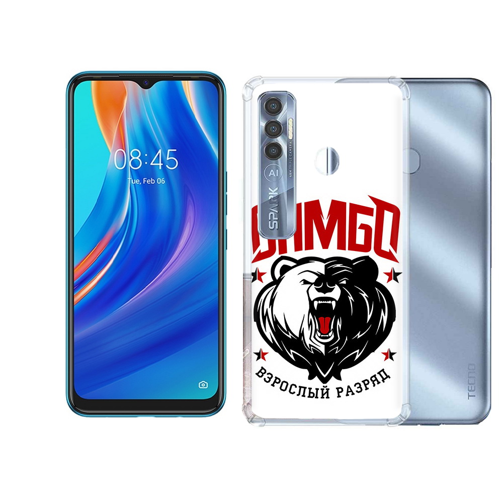 

Чехол MyPads Tocco для Tecno Spark 7 Pro Единоборства Самбо медведь, Прозрачный, Tocco