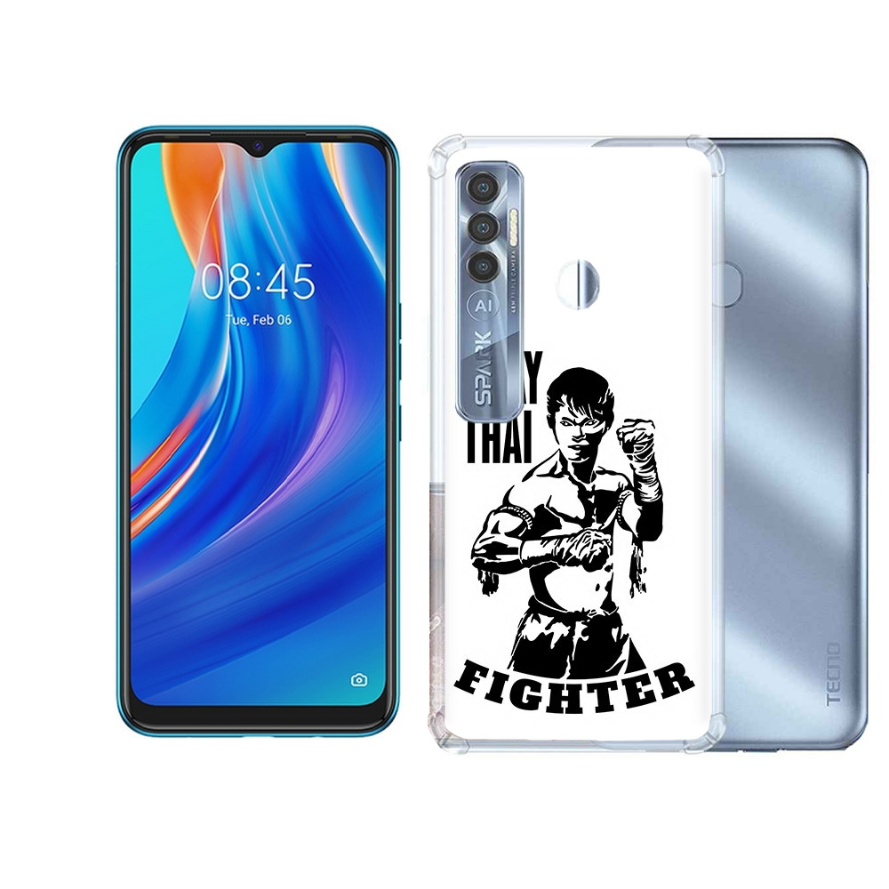 

Чехол MyPads Tocco для Tecno Spark 7 Pro Единоборства муайтай, Прозрачный, Tocco