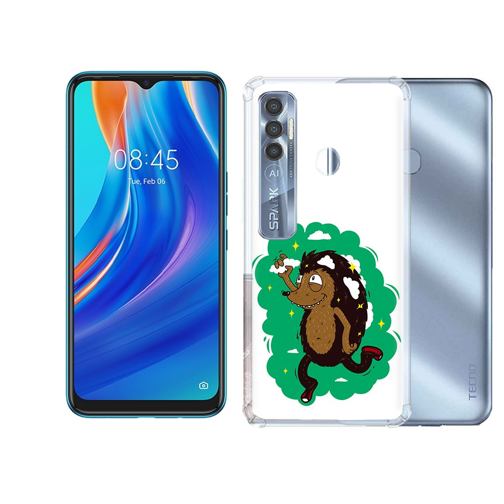 

Чехол MyPads Tocco для Tecno Spark 7 Pro Ежик в облаках, Прозрачный, Tocco
