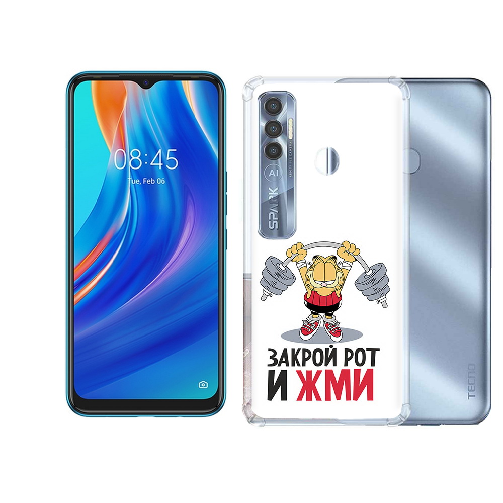 

Чехол MyPads Tocco для Tecno Spark 7 Pro Закрой рот и жми, Прозрачный, Tocco