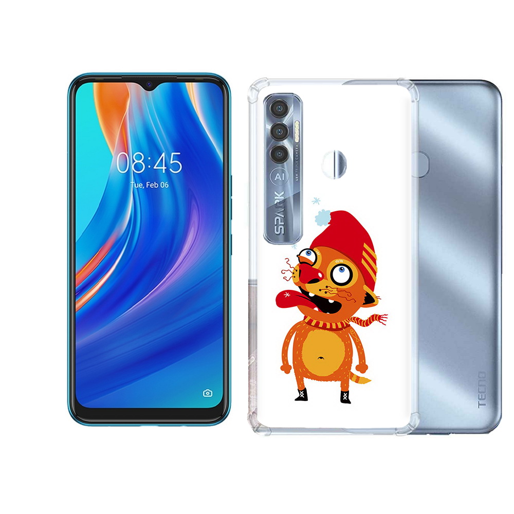 

Чехол MyPads Tocco для Tecno Spark 7 Pro Зимний кот, Прозрачный, Tocco