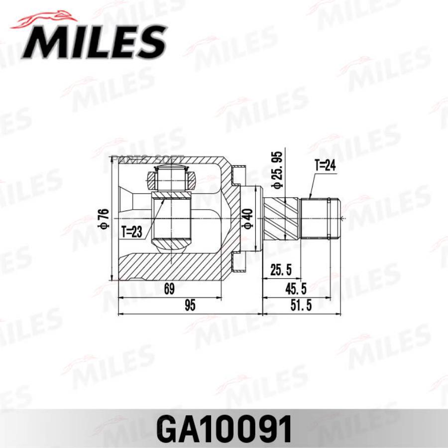 

Шрус Внутренний Nissan Primera P12 01-07 Ga10091 Miles арт. GA10091