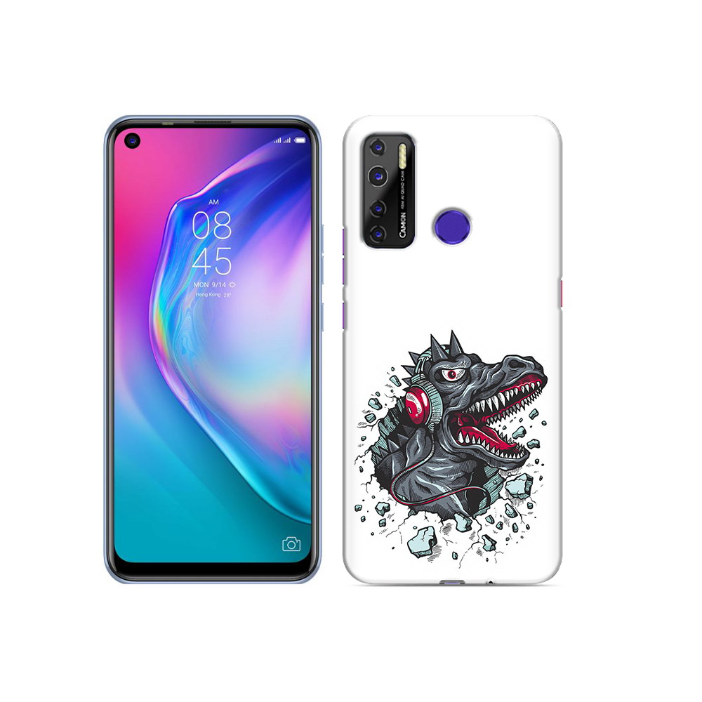 

Чехол MyPads Tocco для Tecno Camon 15 Нарисованный динозавр в наушниках, Прозрачный, Tocco