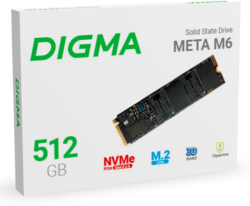 

SSD накопитель DIGMA DGSM4512GM63T M.2 2280 512 ГБ (DGSM4512GM63T), DGSM4512GM63T