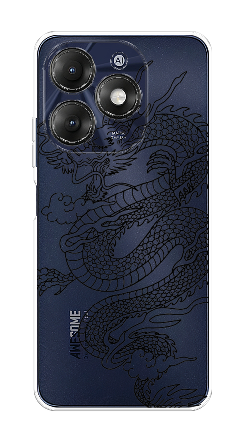 Чехол на Itel A70 "Большой китайский дракон", Черный;серый, 3201750-1