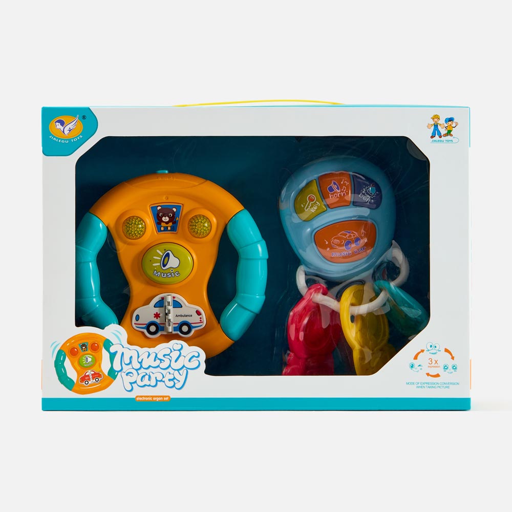 Развивающая игрушка для малышей музыкальная Jialegu Toys Руль с ключами, 855-90A