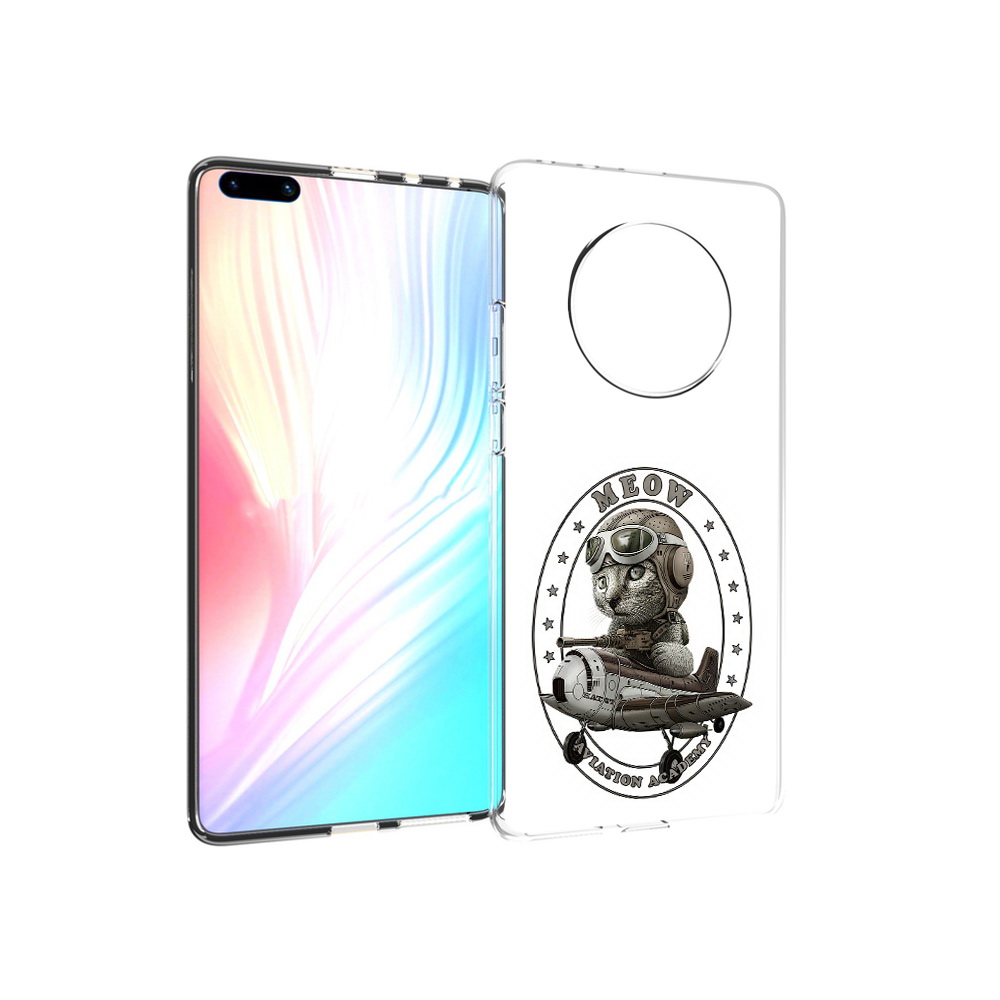 

Чехол MyPads Tocco для Huawei Mate 40 Pro кот в самолете, Прозрачный, Tocco