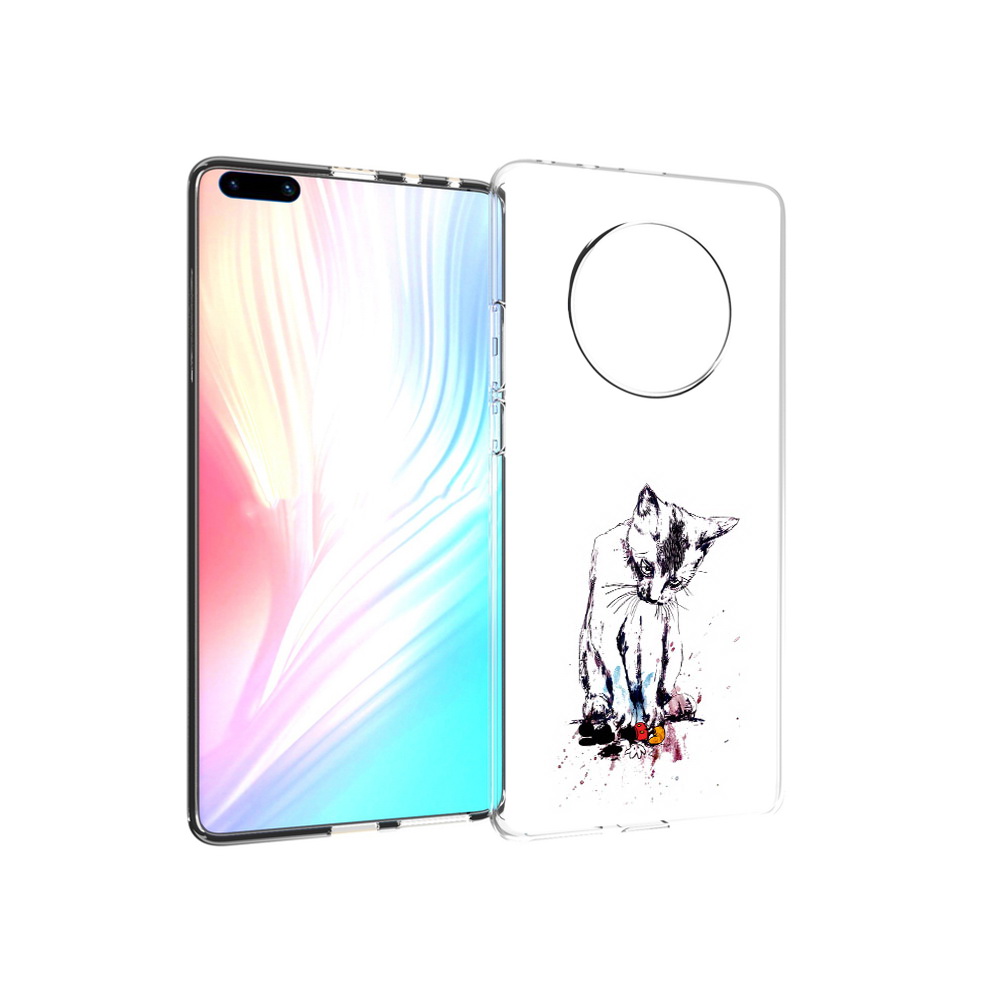 

Чехол MyPads Tocco для Huawei Mate 40 Pro кот и микки, Прозрачный, Tocco
