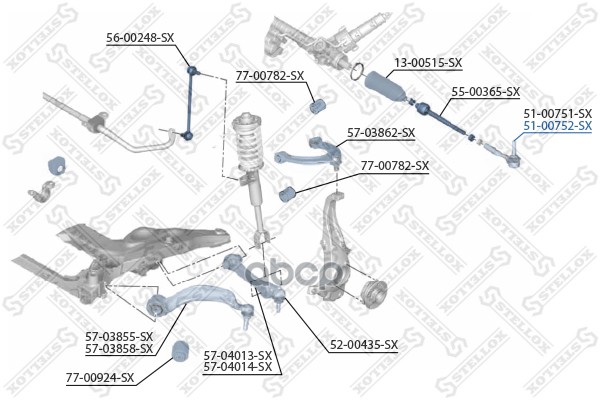 

51-00752-Sx Наконечник Рулевой Правый Bmw F10/F07/F11/F12/F13/F01/F02/F03/F04 08>