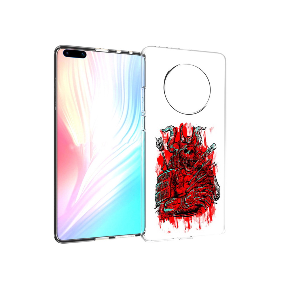 

Чехол MyPads Tocco для Huawei Mate 40 Pro красный скелет воин, Прозрачный, Tocco