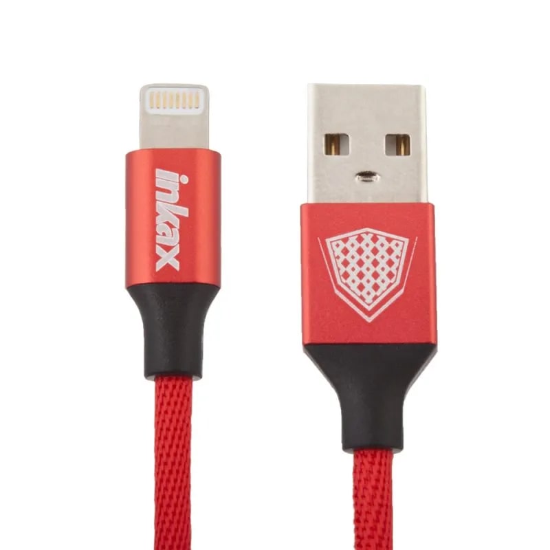USB Кабель inkax CK-27 Metal Braided для Apple 8 pin 100CM метал, разъемы (красный)