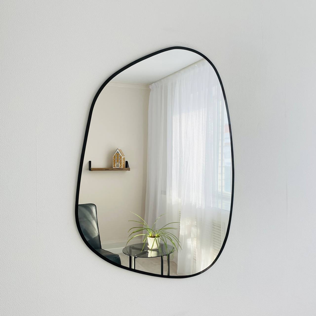 Зеркало настенное интерьерное СЕДАК Вlack Stone 900х650 мм, с черной окантовкой