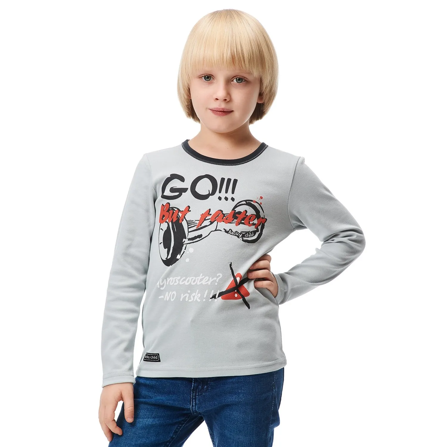 

Футболка детская Lucky Child 73-12М/сер, серый, 116, 73-12М
