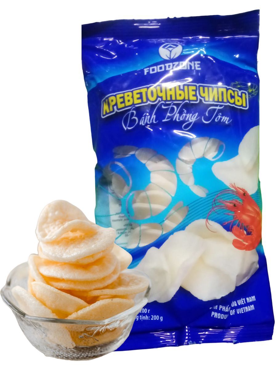

Чипсы FOODZONE креветочные для жарки, 200 г