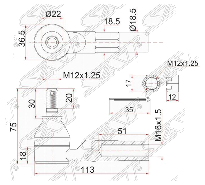 

Наконечник Рулевой Toyota Corsa,Raum 90-03 Sat арт. ST-45046-19206