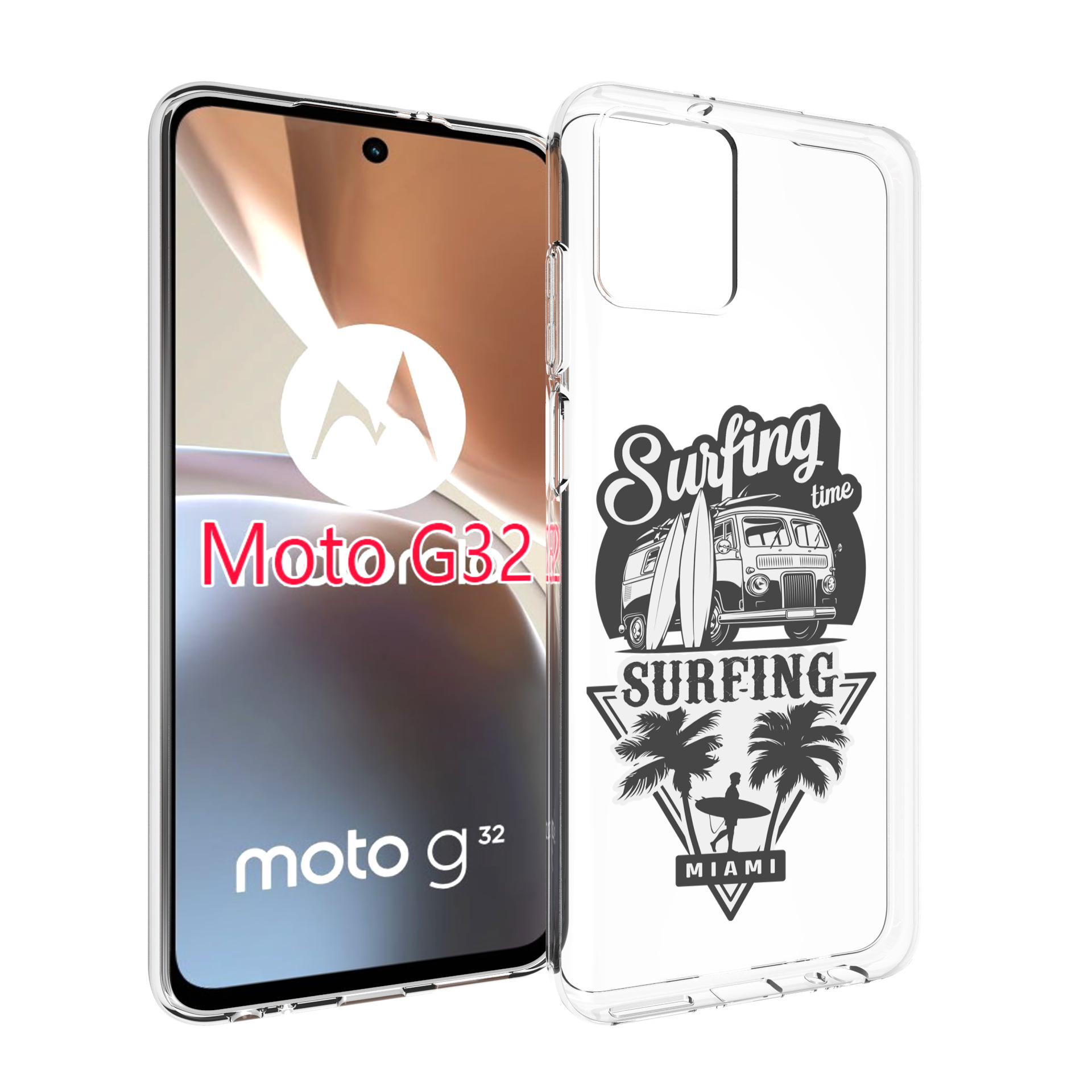 

Чехол MyPads путешествие-на-фургочике для Motorola Moto G32, Прозрачный, Tocco
