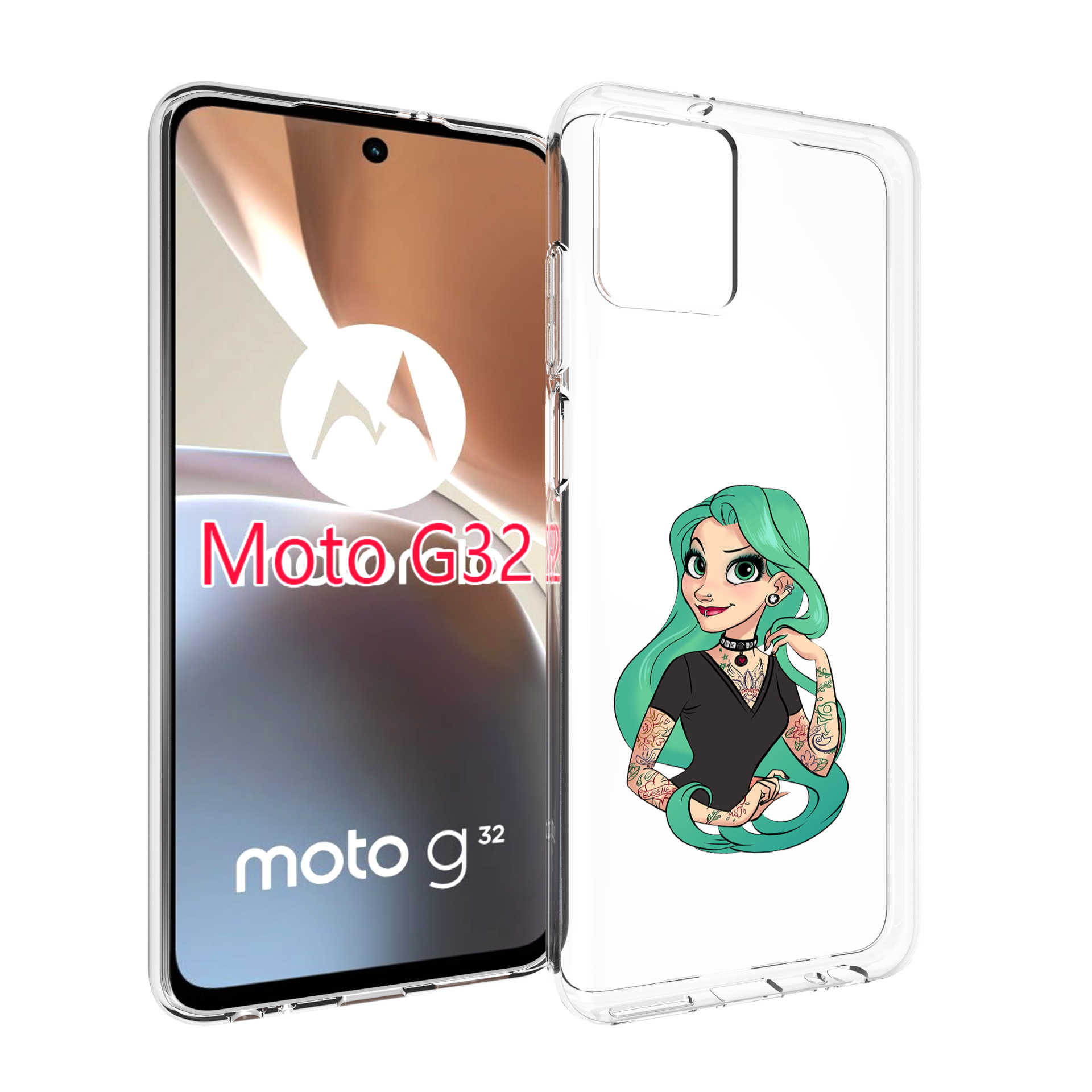 

Чехол MyPads рапунцель-в-тату женский для Motorola Moto G32, Прозрачный, Tocco