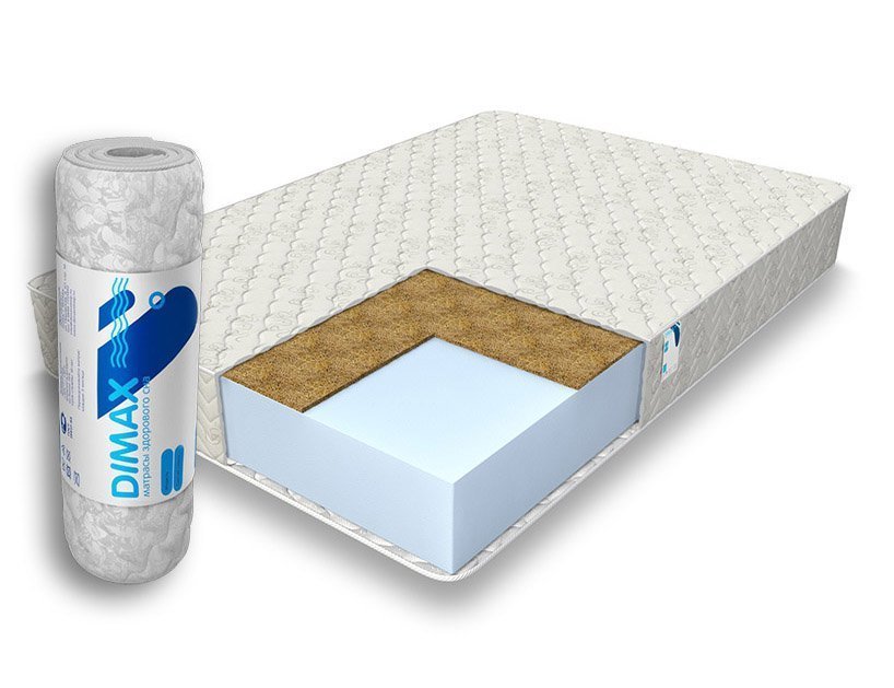 

Матрас DIMAX Практик Чип Ролл 23 кокос 120x200, Белый, Практик Чип Ролл 23 кокос