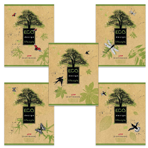 

Тетрадь А5, 80 л., HATBER, скоба, клетка, обложка КРАФТ ECO, LIFE STILE 5 видов 7шт.