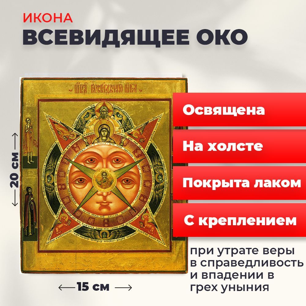 

Освященная икона на холсте "Всевидящее око Божие", 20*15 см, Популярные_святые2