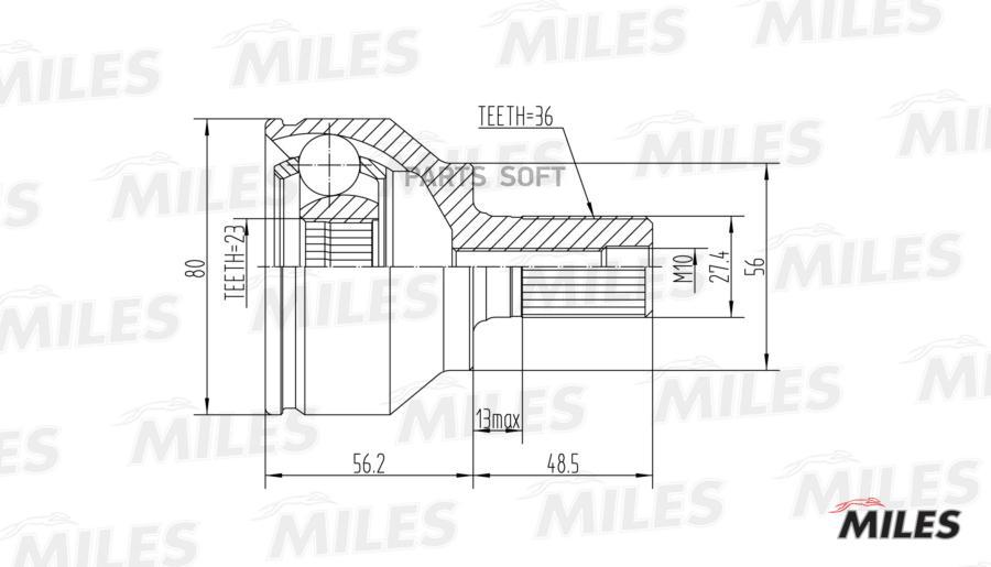 

Шрус Miles Ga20107 Шрус Ford Focus 1.4-2.0 04- Нар. Miles арт. GA20107