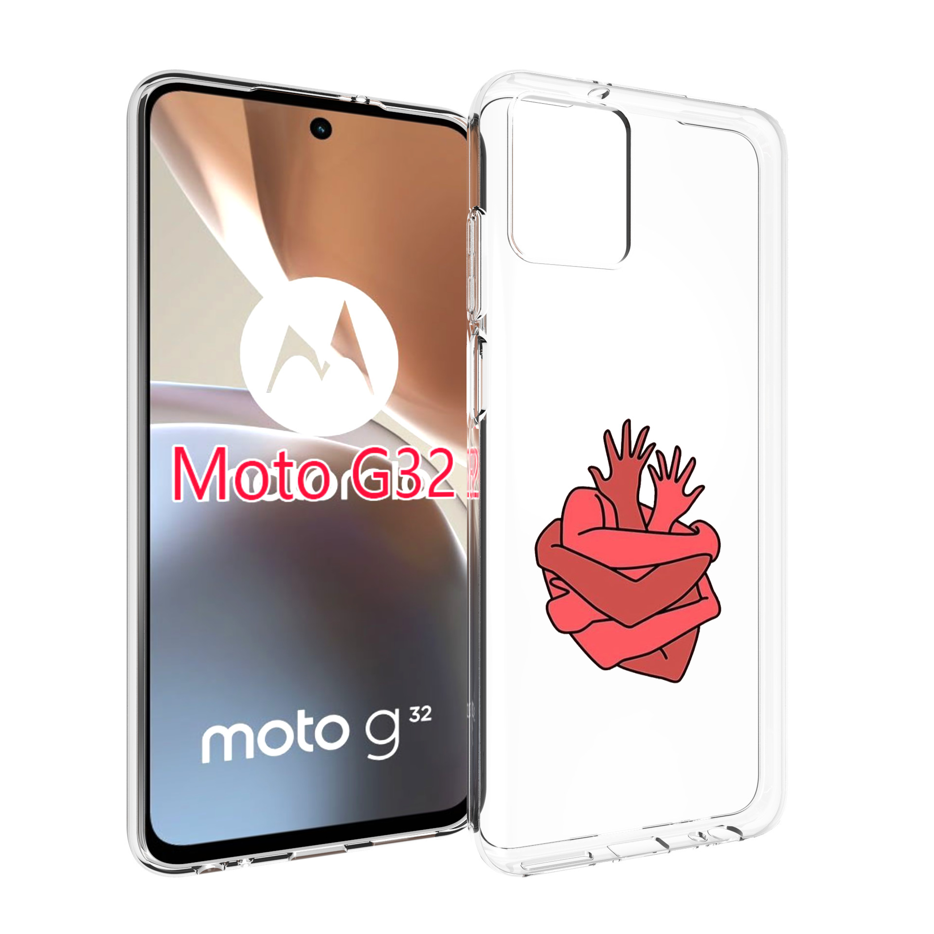 

Чехол MyPads сердце из ручек для Motorola Moto G32, Прозрачный, Tocco