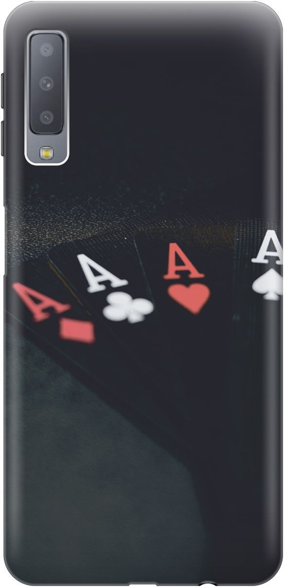 

Силиконовый чехол на Samsung Galaxy A7 (2018) "Флеш-рояль", Черный;белый, 3493